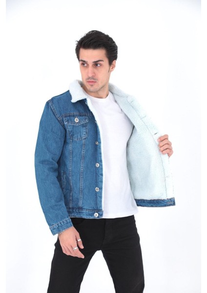 Erkek Trend Kışlık Içi Kürklü Kot Ceket Lacivert fiyatları