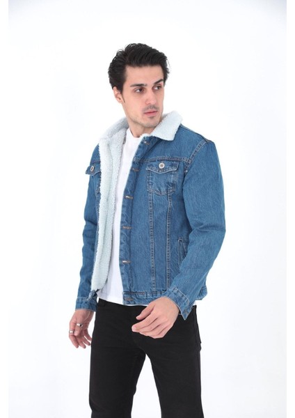 Erkek Trend Kışlık Içi Kürklü Kot Ceket Lacivert modelleri