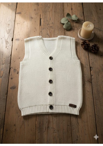 Erkek Çocuk Selanik Örgü Düğmeli Triko Yelek Abiye & Günlük Şık Kombin 5-8 Yaş