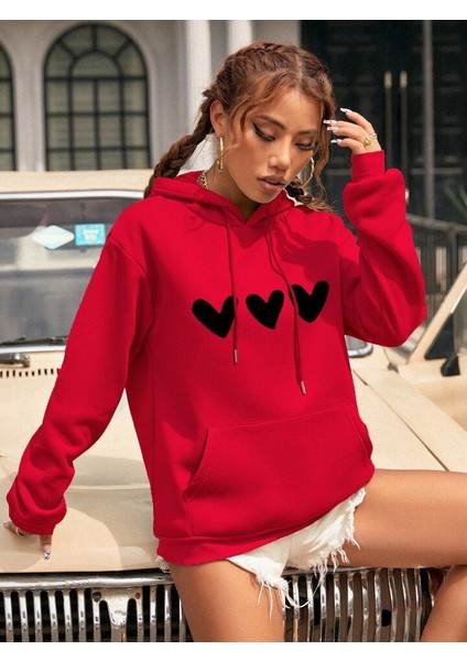 Kadın Baskılı Sweatshırt 3 Iplik Kaliteli Kumaş Oversıze Kesim