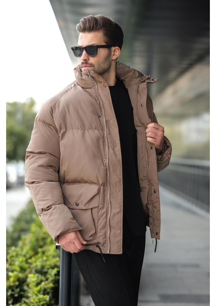 Kahverengi Fermuarlı Çıt Kapamalı Şişme Erkek Mont E7436 fırsatları