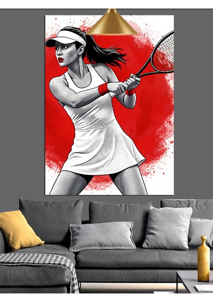 Tenis Oynayan Kadın Sporcu Figürü Dekoratif Kanvas - Mdf Ahşap Tablo modelleri