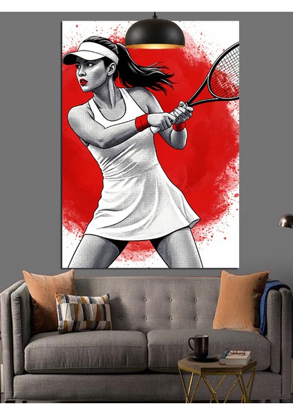 Tenis Oynayan Kadın Sporcu Figürü Dekoratif Kanvas - Mdf Ahşap Tablo indirimleri