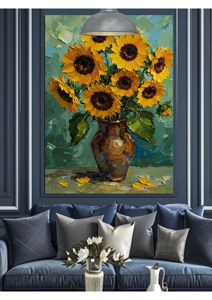 Vazodaki Ay Çiçekleri Dekoratif Kanvas - Mdf Ahşap Tablo fırsatları