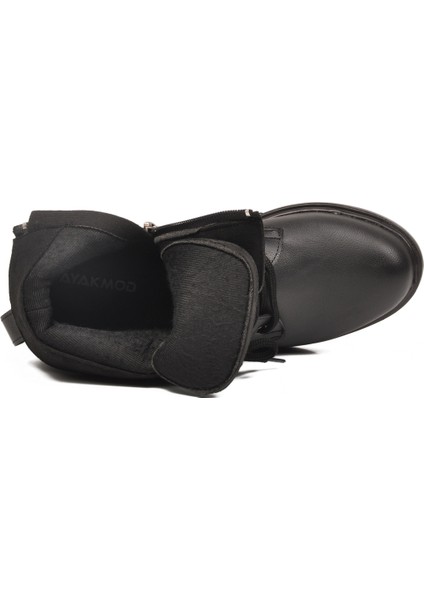 Siyah Cilt Kaymaz Içi Polarlı Fermuarlı Kadın Bot 209151 Z fırsatları
