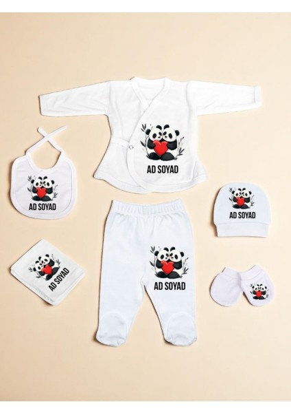Kalpli Panda Baskılı Bebek Hastane Çıkış Seti Yeni Doğan Bebek Hediyesi Bebeğe Hediye