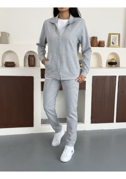 Unisex Double Face Kalın Kumaş Gri Melanj Sweat&alt Takım fiyatları