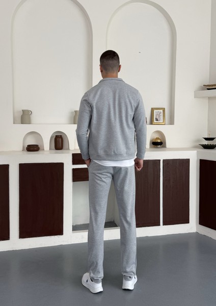 Unisex Double Face Kalın Kumaş Gri Melanj Sweat&alt Takım indirimleri