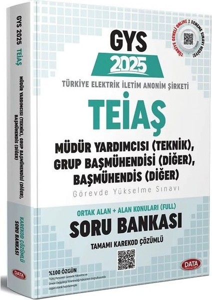 Data 2025 Gys Teiaş Genel Müdürlüğü Teknik Müdür Yardımcısı, Grup Başmühendisi Soru Bankası Çözümlü
