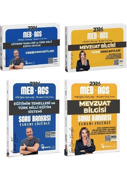 Hoca Kafası 2026 Meb-Ags Eğitimin Temelleri ve Türk Milli Eğitim Sistemi + Mevzuat Bilgisi Video Ders Notları Soru Bankası 4 Lü Set