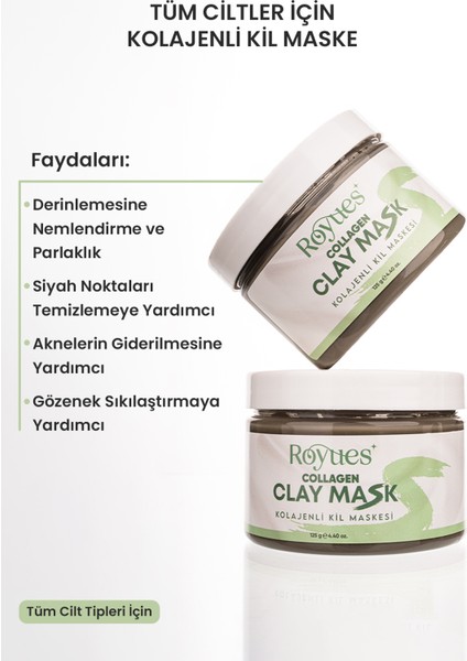 Kolajen Kil Maskesi - Leke ve Siyah Nokta Giderici Yüz Maskesi Collagen Clay Mask 125G modelleri