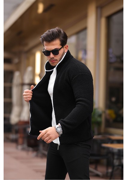 Yan Cepli Tam Fermuarlı Peluş Sweatshirt fiyatları