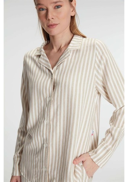 Arias Closet Uzun Kol Çizgili Gömlek ve Pantolon Takım Pijama Takımı fırsatları