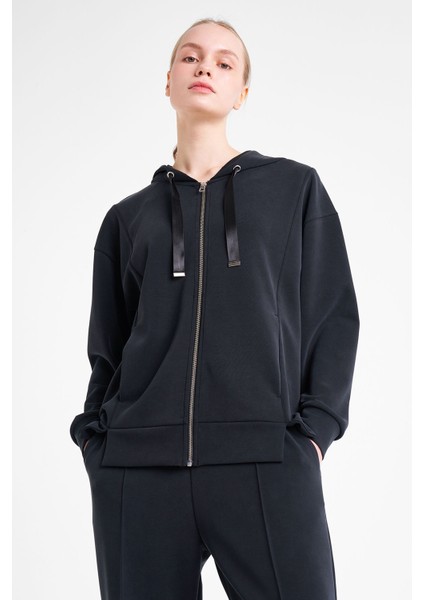 Kadın Fermuarlı Kapüşonlu Sweatshirt 25N-2103