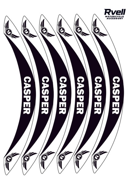 Rvell Yuki Casper Uyumlu Jant Şeridi Seti - 12 Parça ( Siyah - Beyaz ) 001