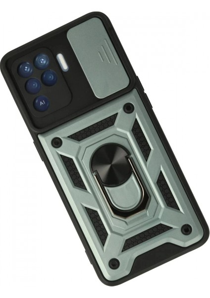 Oppo Reno 5 Lite Kılıf Pars Lens Yüzüklü Silikon - Yeşil fiyatları