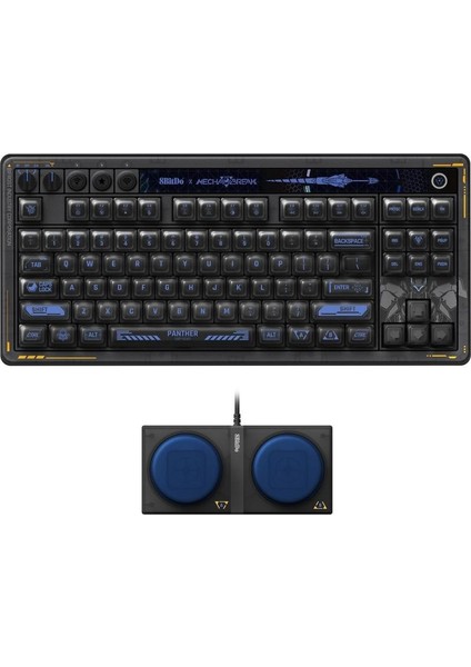 Retro 87 Mekanik Klavye Mecha Break Panther Edition Bluetooth/2.4g/usb-C Kablosuz Oyuncu Klavyesi Lisanslı Windows ve Android