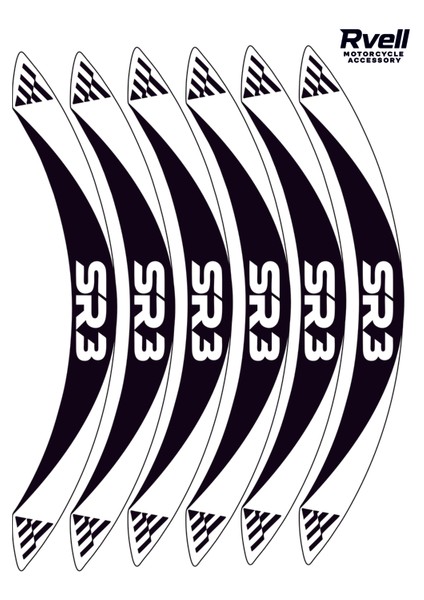 Rvell Voge Sr3 Uyumlu Jant Şeridi Seti - 12 Parça ( Siyah - Beyaz ) 001