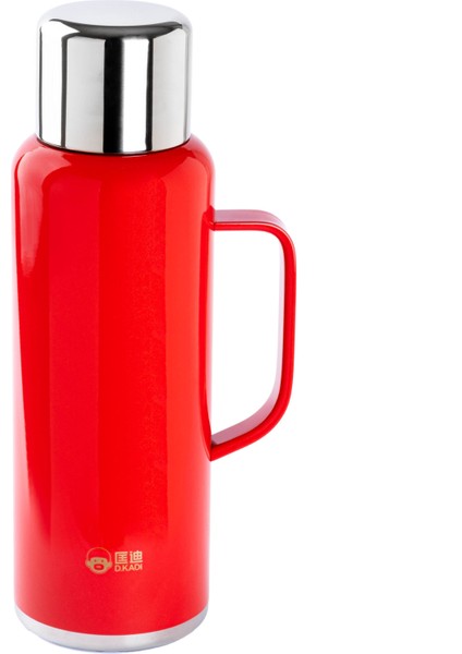 Okadı Kırmızı Paslanmaz Çelik Yan Tutacaklı Süzgeçli Termos 900ML