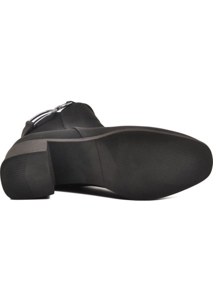 Siyah Zümrüt Fermuarlı Kaymaz Polarlı Kadın Topuklu Bot 417637 Z indirimleri