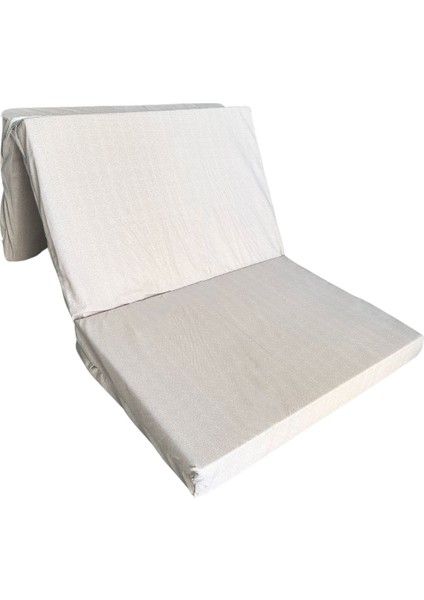 Katlanır Yer Yatağı ve Tek Kişilik Sünger Katlanır Minder Yatak 90X190X10 Cm-Krem