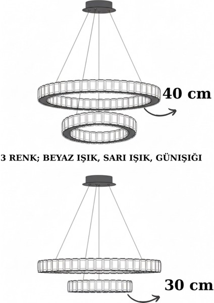 Plaket Kristal Taş Işlemeli Krom Paslanmaz Ledli 30-40 cm