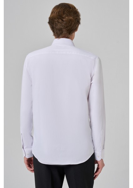 Erkek Beyaz Basic Düz Desen Italyan Yaka Slim Fit Gömlek indirimleri