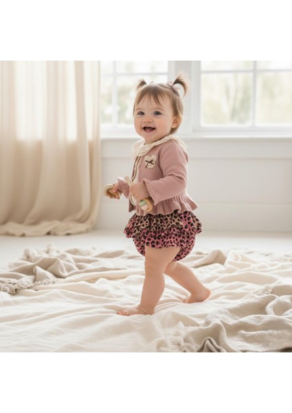 Kız Bebek Rose Poposu Fırfırlı 3'lü Takım CMN-3738