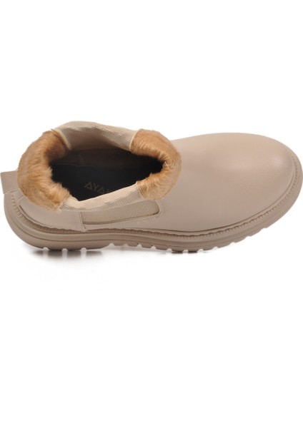 Bej Cilt Kürklü Kolay Giyilebilir Kaymaz Kadın Chelsea Bot 473093 Z fırsatları