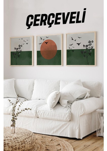 Ahşap Çerçeveli Mdf Kare Tablo Seti Salon ve Oturma Odası Için KR4007 23 x 23