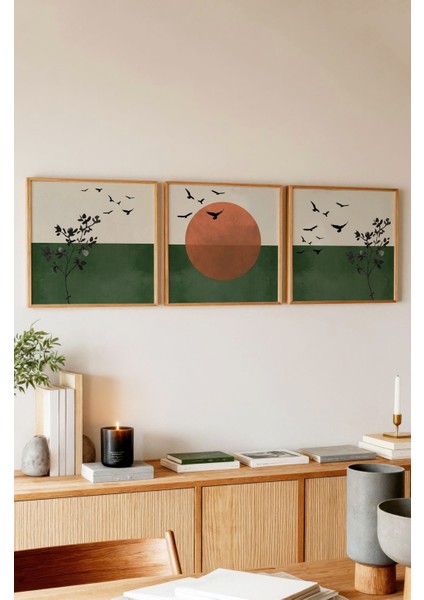 Ahşap Çerçeveli Mdf Kare Tablo Seti Salon ve Oturma Odası Için KR4007 23 x 23 modelleri