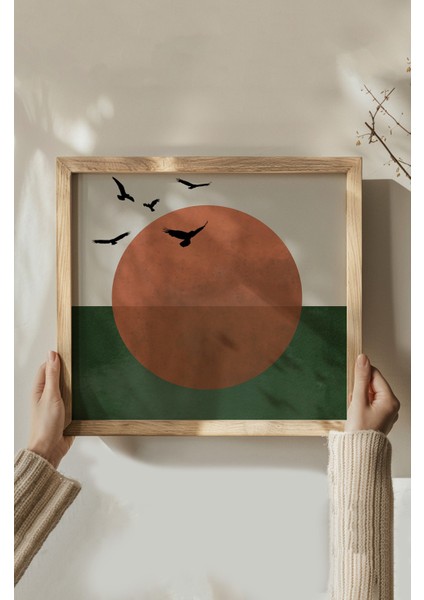 Ahşap Çerçeveli Mdf Kare Tablo Seti Salon ve Oturma Odası Için KR4007 23 x 23