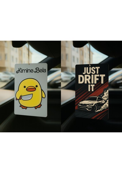 Kimine Bela Kimine Fena ve Just Drift It - Ikili Oto Kokusu - Dekoratif Araç Kokusu ve Aksesuarı