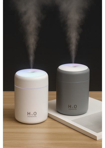 LED Işıklı Mini Taşınabilir Oda Hava Nemlendirici & Buhar Makinesi H2O
