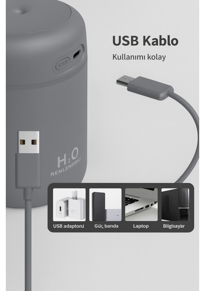 LED Işıklı Mini Taşınabilir Oda Hava Nemlendirici & Buhar Makinesi H2O indirimleri