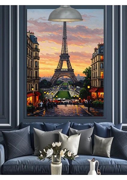 Ünlü Paris Eyfel Kulesi Manzarası Dekoratif Kanvas - Mdf Ahşap Tablo