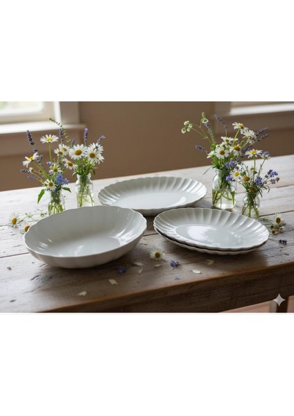 Midye Model Bone Luz Serisi 4 Lü Servis Takımı