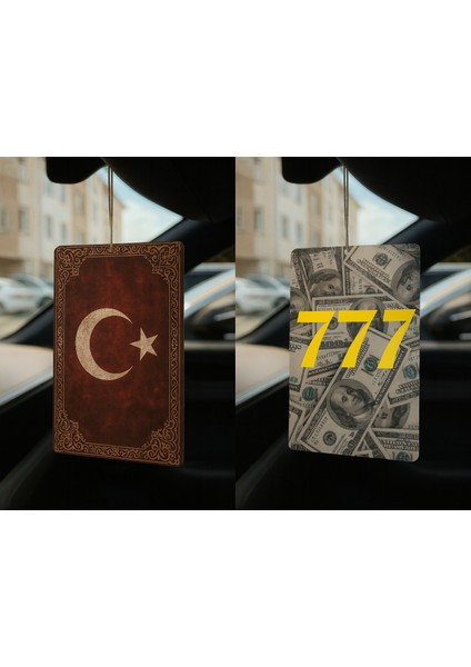 Türk Bayrağı ve Dolar Manifest 777 - Ikili Oto Kokusu - Dekoratif Araç Kokusu ve Aksesuarı