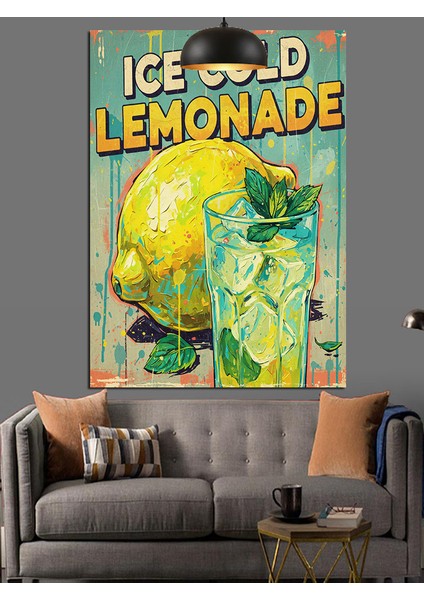 Buzlu Limonata Içeren Vintage Reklam Posteri Dekoratif Kanvas - Mdf Ahşap Tablo fırsatları