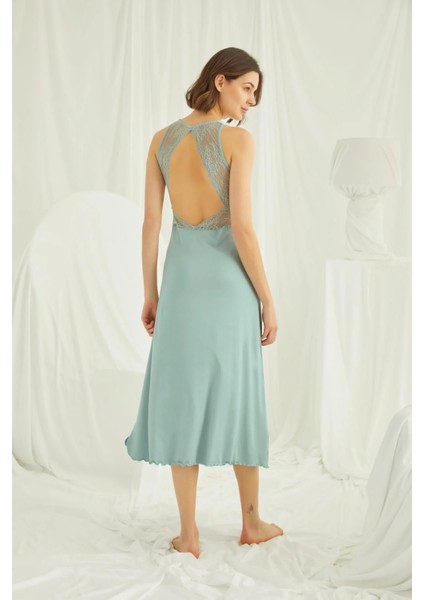 Monamise Göğüs ve Sırt Dekolteli Dantelli Yırtmaçlı Askılı Gecelik indirimleri