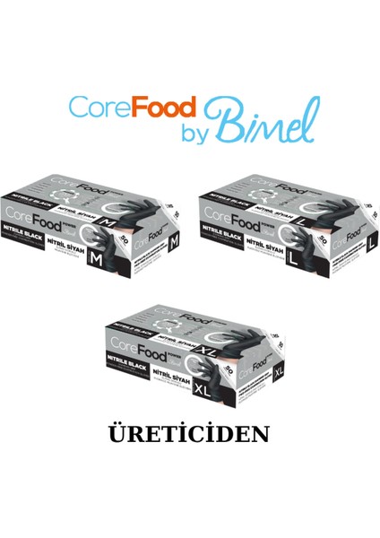 Corefood Nitril Siyah Power Pudrasız Muayene Eldiveni M - 1 Paket 50 Li modelleri