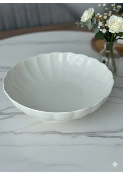 Bone Luz Serisi Krem 25 cm Salata Kasesi Tekli