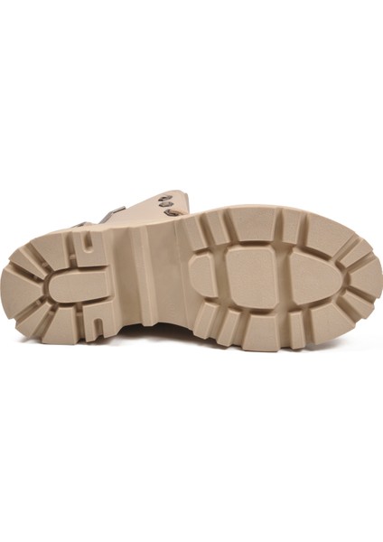 Bej Cilt Bağcıklı Fermuarlı Kaymaz Kadın Bot 514531 Z indirimleri