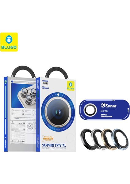 Sapphire iPhone 17 Air Uyumlu 9 Mohs %99.99 Orijinal Safir Black Titanium Kamera Lens Koruyucu