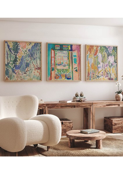 Ahşap Çerçeveli Mdf Kare Tablo Seti Salon ve Oturma Odası Için KR4006 23 x 23 fırsatları