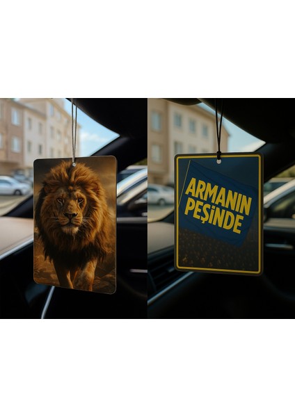 Aslan ve Sarı Lacivert Armanın Peşinde - Ikili Oto Kokusu - Dekoratif Araç Kokusu ve Aksesuarı