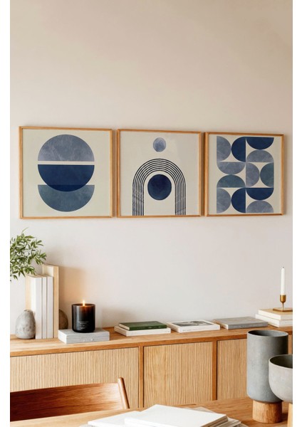 Ahşap Çerçeveli Mdf Kare Tablo Seti Salon ve Oturma Odası Için KR4009 23 x 23 modelleri