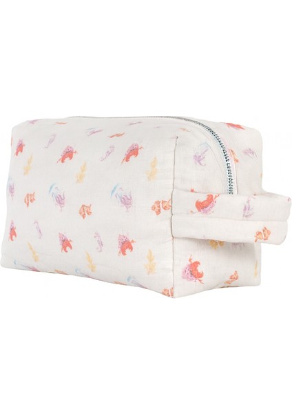 %100 Pamuk Müslin Bakım Çantası - Atlantis / Yengeç Desen