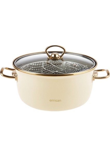 Emsan Nostalji - Retro Emaye Bej Kızartma Tenceresi