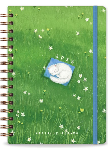 2026 A5 Spiralli Haftalık Ajanda 12 Aylık - Kedi fırsatları